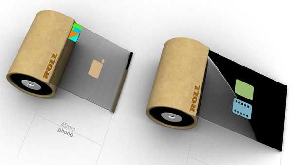 Rollphone - концепт рулонного телефона на батарейках (4 фото)