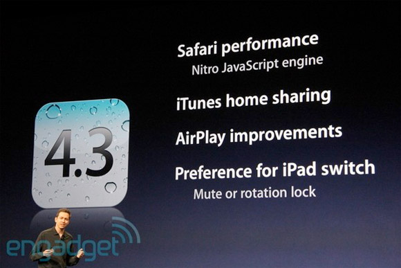iOS 4.3 будет доступна 11 марта