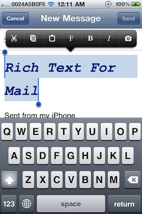Rich Text for Mail: форматирование текста прямо в почтовом клиенте [Cydia] 