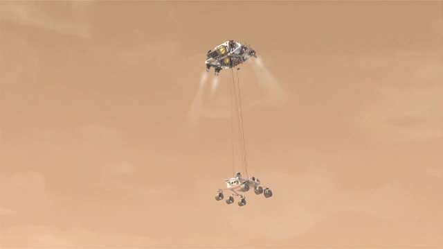 Посадка планетохода Curiosity Rover на Марсе (видео)