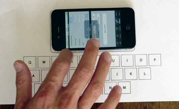 Виртуальная клавиатура для iPhone на бумаге (видео)