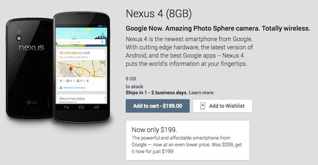 Nexus 4 стал дешевле на $100