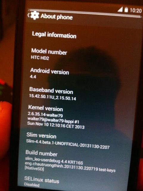 На старенький виндафон HTC HD2 портировали самый свежий Android 4.4 KitKat