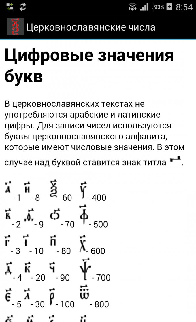 Церковнославянские числа 1.2  Перевод чисел в церковнославянское написание
