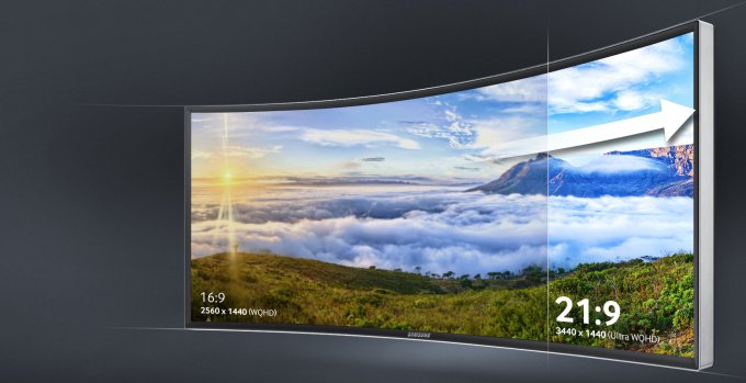 Samsung выпустил изогнутый 34-дюймовый сверхширокоформатный монитор (8 фото)
