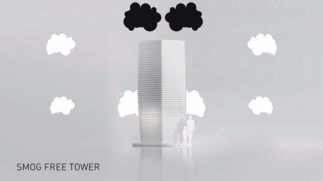 Башня для очистки городского воздуха (3 фото)