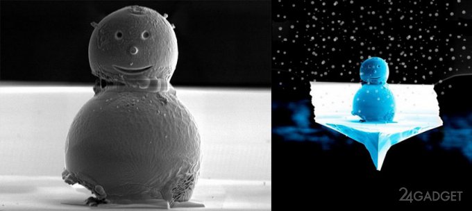 Самого маленького в мире снеговика видно только в микроскоп (3 фото)
