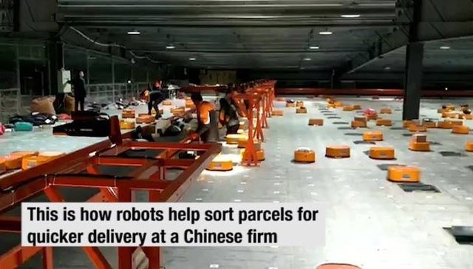 Китайские роботы-сортировщики (видео)