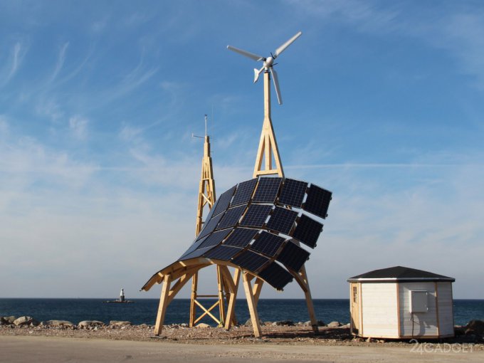 Комбинированная установка для сбора энергии солнца и ветра (6 фото + видео)