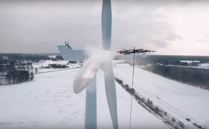 Дронам нашли применение в ветроэнергетике (3 фото + видео)