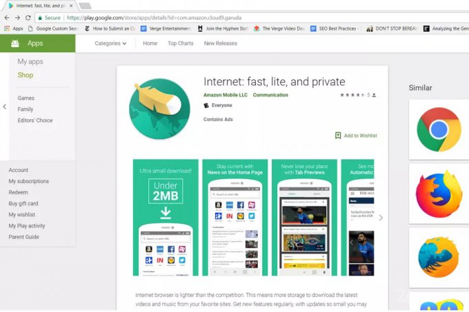 Internet — облегчённый фирменный браузер Amazon