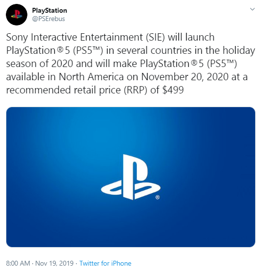 Инсайдер рассекретил дату выхода и цену PlayStation 5
