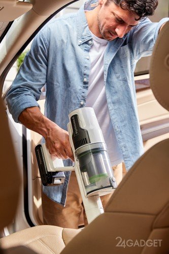 Вертикальный аккумуляторный пылесос Greenworks для уборки дома, чистки ПК и автомобиля (3 фото)