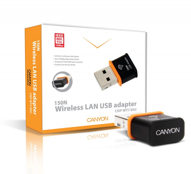 Canyon CNP-WF518N2 - самый маленький Wi-Fi 802.11n адаптер