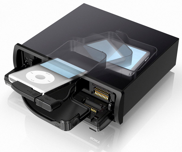 Sony Tune Tray - магнитола с отсеком для iPod/iPhone (2 фото)