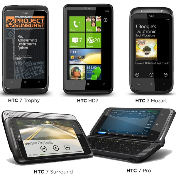 HTC представил 5 новых коммуникаторов на базе WindowsPhone7