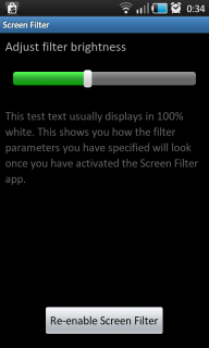Screen Filter 1.0.3 - Уменьшает яркость экрана ниже системной. Особенно нужна для SAMOLED