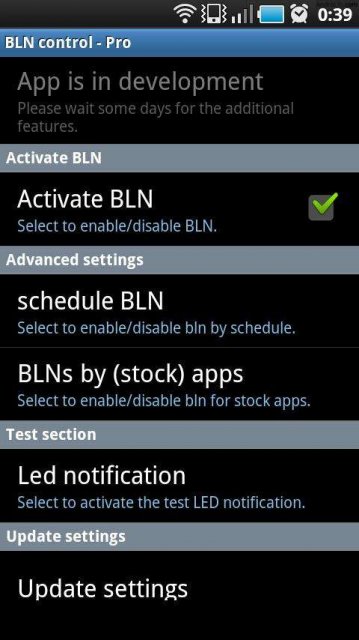 BLN control 0.92 pro - Для управления настройками Back Light Notification