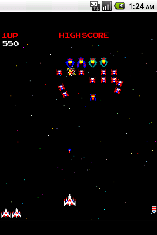 Galaga v1.0.8 - Игрок управляет космическим кораблем и стреляет в пришельцев