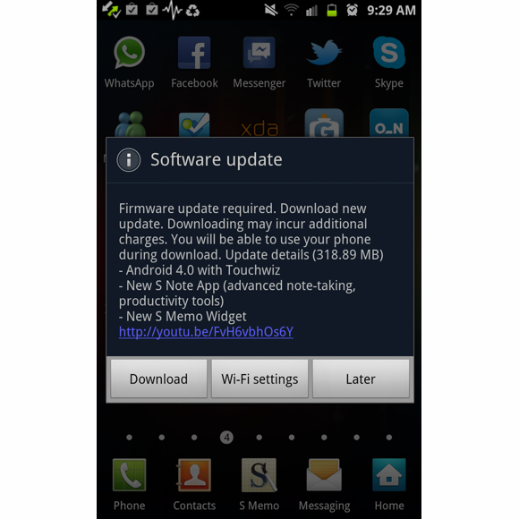 Samsung Galaxy Note - обновили до Android 4.0.3