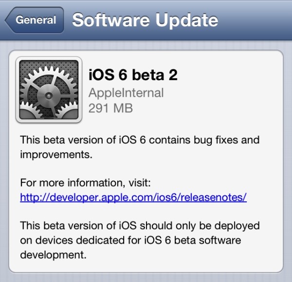 Apple выпустила iOS 6 beta 2 для разработчиков