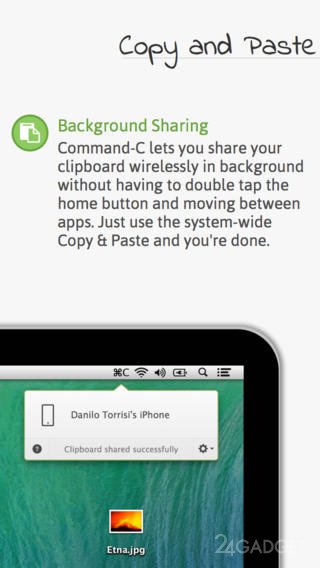 Command-C 1.0 Позволяет передавать содержимое буфера обмена между iOS и Mac