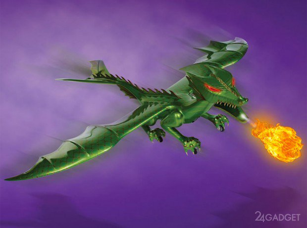 Летающий огнедышащий радиоуправляемый дракон (2 видео)