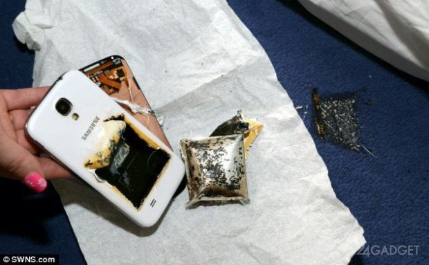 Samsung Galaxy S4 едва не стал причиной пожара (2 фото)
