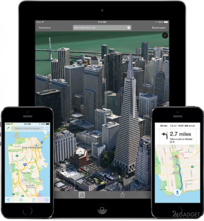 Новые карты Apple позволят "летать" над городами (видео)
