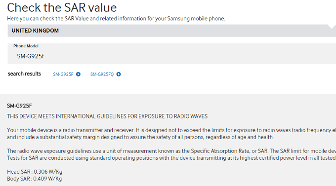 Samsung Galaxy S6 Edge: уровень излучения ниже, чем у iPhone 6 (2 фото)