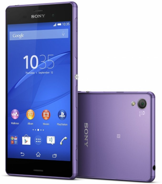 Sony Xperia Z3 в фиолетовой цвете (2 фото)