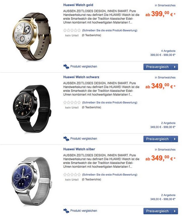 Стильные Huawei Watch оценены в стоимость Apple Watch Sport (4 фото)