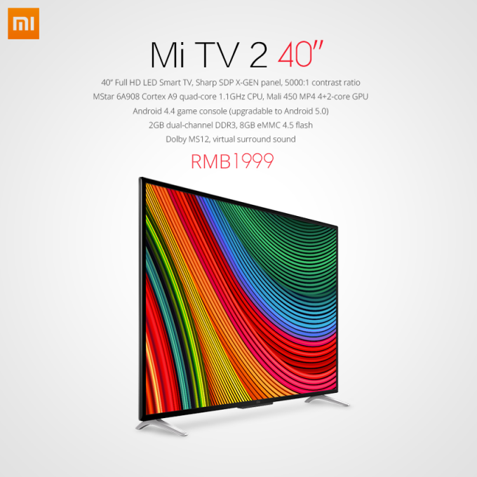 Xiaomi Mi TV 2 - 40-дюймовый FullHD телевизор за $320 (3 фото)