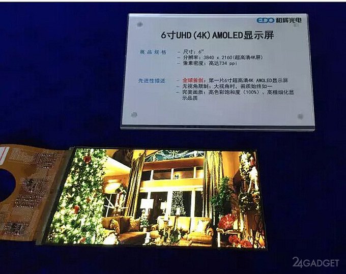Первый в мире 6-дюймовый AMOLED дисплей c разрешением 4K