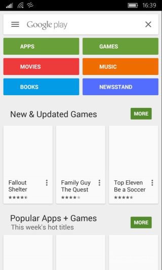 Google Play Store launched on Windows 10 Mobile (3 photos)