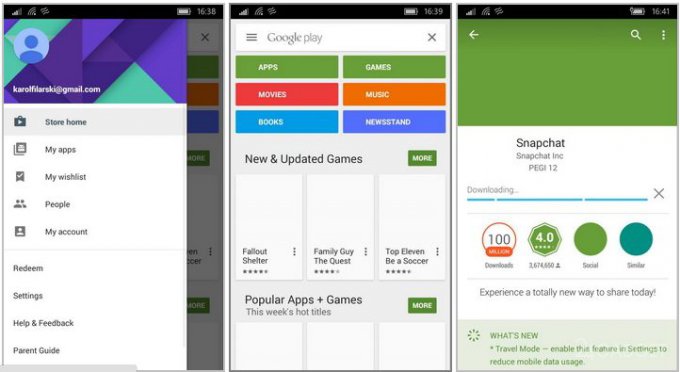 Google Play Store launched on Windows 10 Mobile (3 photos)