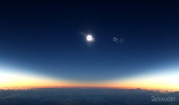 Полное солнечное затмение засняли из иллюминатора самолёта (видео)