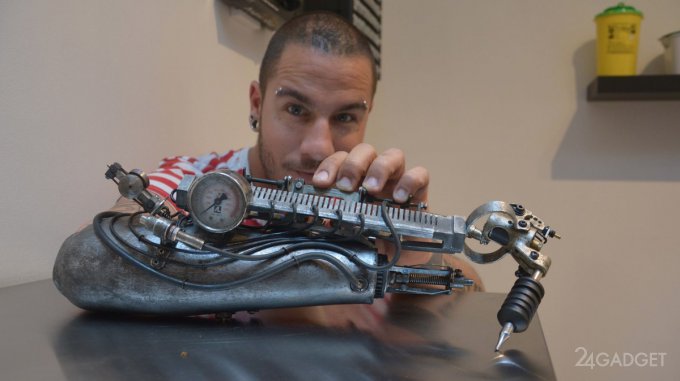 Инвалид с протезом-машинкой для тату в стиле стимпанк (8 фото + видео)