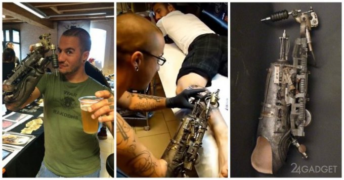Инвалид с протезом-машинкой для тату в стиле стимпанк (8 фото + видео)