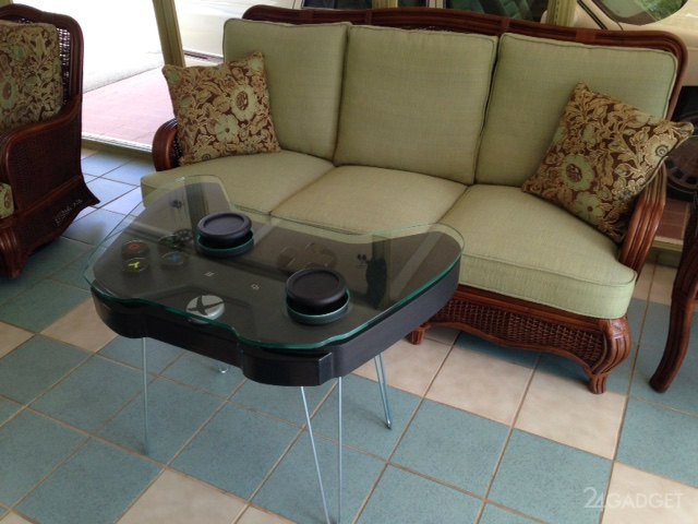 Геймерский кофейный столик в стиле геймпада Xbox (5 фото)