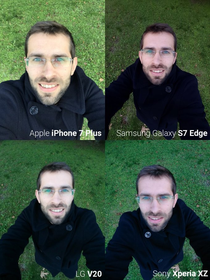 Сравнение селфи-камер iPhone 7, Galaxy S7 Edge, V20 и Xperia XZ (7 фото)
