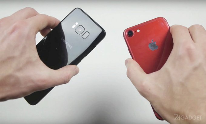 Парный краш-тест Galaxy S8 и iPhone 7 (видео)