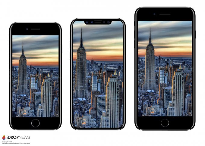 Будущий iPhone 8 сравнили с iPhone 7 и Galaxy S8 (4 фото)