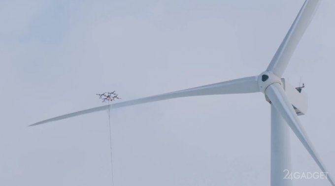 Дронам нашли применение в ветроэнергетике (3 фото + видео)