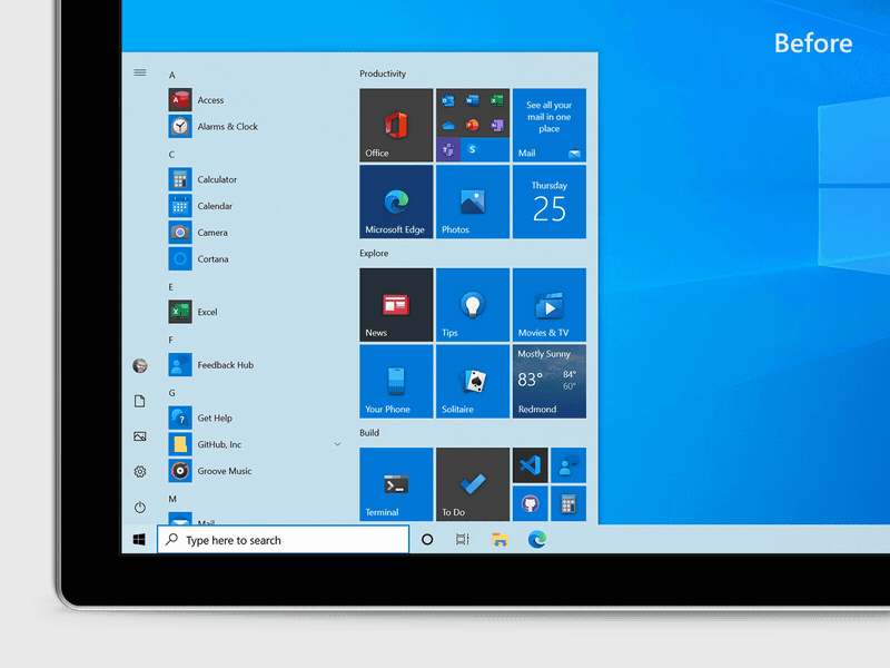 Обновленный дизайн Windows 10: полупрозрачный «Пуск», новое меню Alt-Tab и иконки