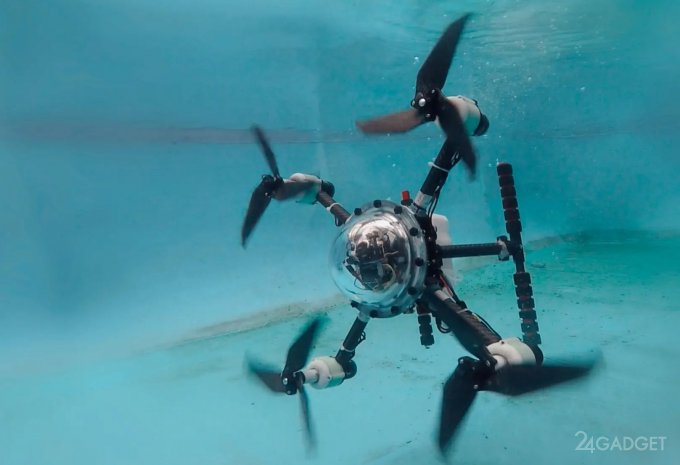 Первый квадрокоптер, способный летать и плавать под водой (видео)